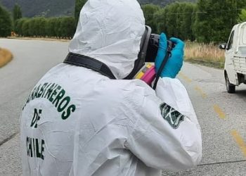 Carabineros de Labocar realiza peritajes tras hallazgo de cadáver en paradero de locomoción colectiva cerca de Mañihuales.