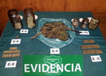 Tras investigación de incendio, Carabineros de Cochrane decomisó cerca de medio kilo de marihuana y munición de diverso calibre