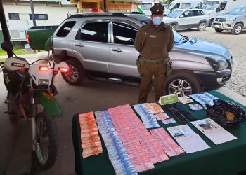 Motoristas de Carabineros de Coyhaique detienen a sujetos por cohecho e infracción a la ley de drogas 
