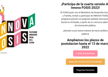 Innova Fosis, Iniciativa que busca soluciones a los desafíos de la pobreza y vulnerabilidad, extiende postulaciones hasta el 13 de marzo.
