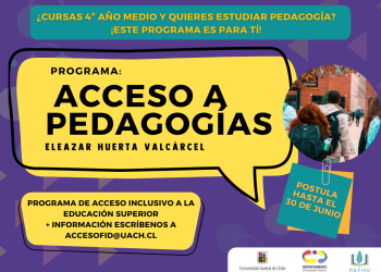 Universidad Austral presenta nuevo programa de acceso a carreras de pedagogía.