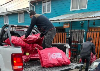 Familias más vulnerables y adultos mayores de Coyhaique reciben sacos de leña por parte del municipio de la comuna
