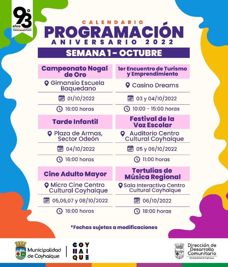 Coyhaique celebra su 93° aniversario con diferentes actividades organizadas por el municipio comunal