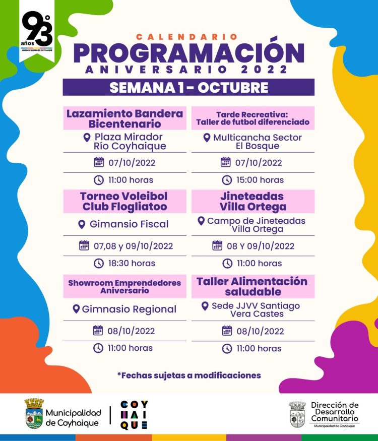 Coyhaique celebra su 93° aniversario con diferentes actividades organizadas por el municipio comunal
