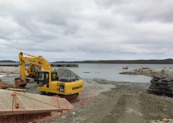 Delegado Rodrigo Araya constata 27% de avance en ampliación de Caleta de Pescadores de Melinka ejecutada por la Dirección de Obras Portuarias del MOP