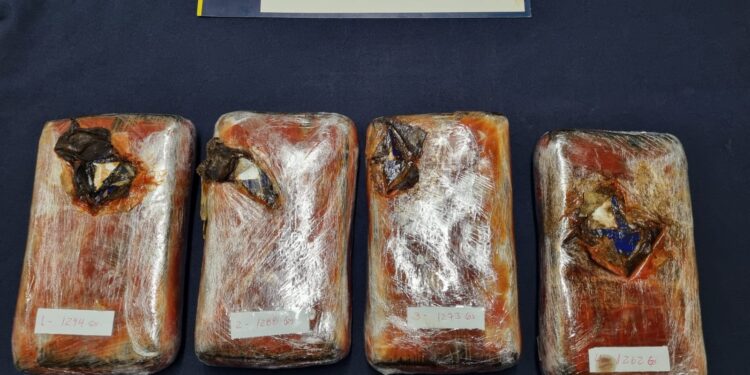 Detienen a ciudadano colombiano en Chaitén por transportar más de cinco kilos de clorhidrato de cocaína